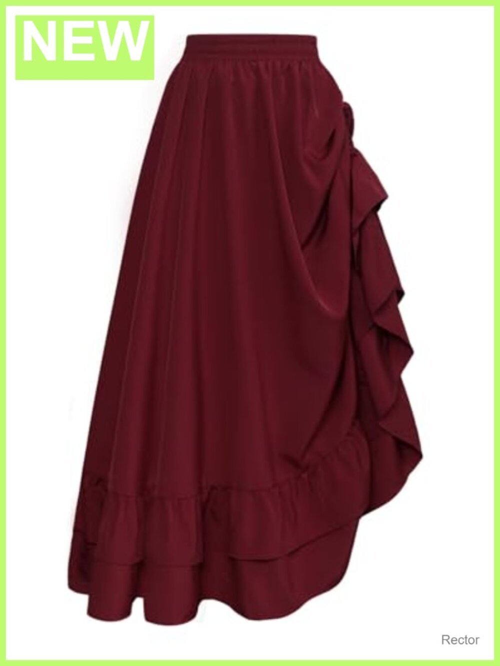 A-Line Maxi Skirt High Waist Ruffle Hem Drawstring Renaissance Cosplay